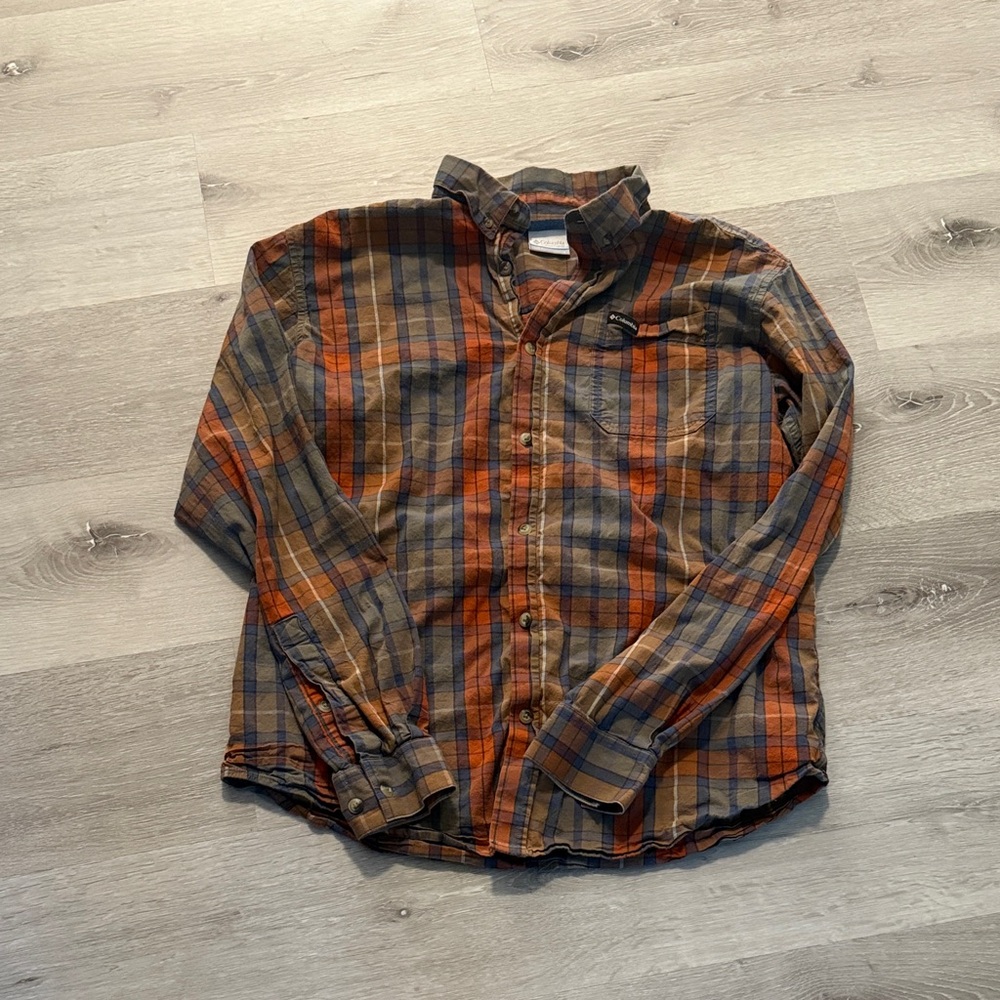 Columbia‎ Plaid Men's Shirt in Orange and Brown